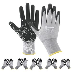 emerit bamboo garden gloves for women, nitrile coated working glove for gardening, fishing, clamming… (2, m)
