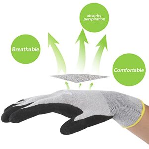 eMerit Bamboo Garden Gloves for Women, Nitrile Coated Working Glove for Gardening, Fishing, Clamming… (2, M)