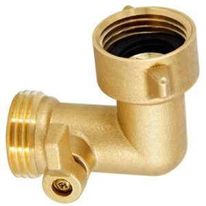 Lifynste Garden Hose Elbow Connector, 90 Degree Brass Garden Hose Elbow Adapter with Shut Off Valves