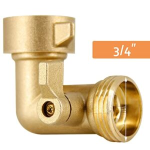 Lifynste Garden Hose Elbow Connector, 90 Degree Brass Garden Hose Elbow Adapter with Shut Off Valves