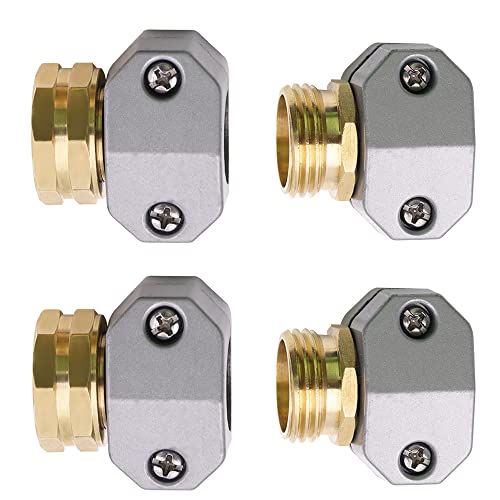 BENLIUDH Garden Hose end Replacement Connectors, Hose Repair Connector Fitting Aluminum Male and Female Repair kit Fit 5/8-inch and 3/4-Inch Garden Hose - 2 Sets