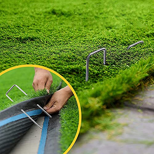 Landscape Staples Zevlux Garden Staples 4 Inch 100 Pcs Galvanized Heavy-Duty Sod Pins Anti-Rust Fence Stakes for Weed Barrier Fabric, Ground Cover, Irrigation Tubing, 12 Gauge, 100 Pcs