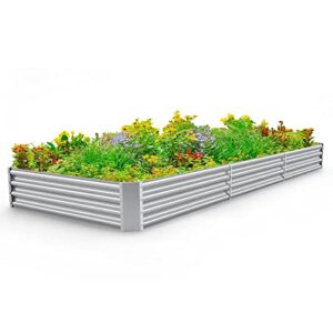 land guard 12×4×1ft galvanized raised garden bed kit, super large metal raised garden beds for vegetables, galvanized planter raised garden boxes outdoor(359 gallon capacity)
