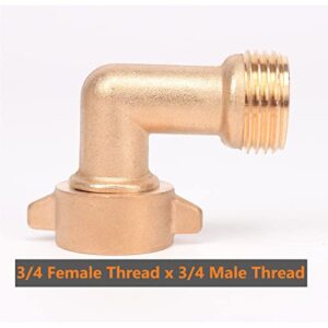 Winmien Heavy Duty Brass 90-Degree Hose Elbow， Garden Hose Connector for RV Water Hose，3/4" Threaded Pipe Adapter (4 Sets)