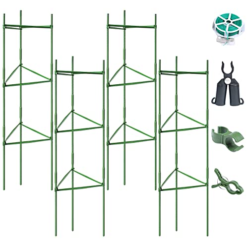 Odree 4 Pack Tomato Cages for Garden, 4ft Plant Support Garden Stakes, Garden Stakes Tomato Cage, Garden Trellis Stakes for Climbing Plants Vegetable