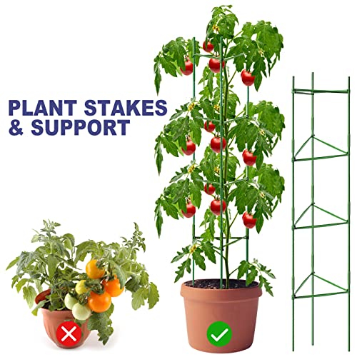 Odree 4 Pack Tomato Cages for Garden, 4ft Plant Support Garden Stakes, Garden Stakes Tomato Cage, Garden Trellis Stakes for Climbing Plants Vegetable