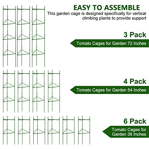 Odree 4 Pack Tomato Cages for Garden, 4ft Plant Support Garden Stakes, Garden Stakes Tomato Cage, Garden Trellis Stakes for Climbing Plants Vegetable