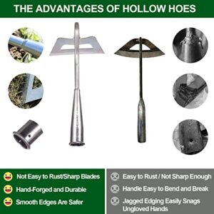 All Steel Hardened Hollow Hoe - Long Handle Heavy Duty Garden Hollow Hoe, Hoe Garden Tool, Sharp Gardening Tools, Easy Weeding and Soil Loosening, Durable and Effectible Hand Weeding Tools