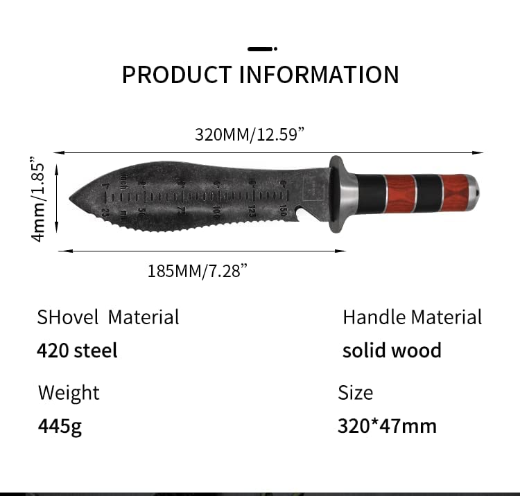 Professional Garden Knife / with Thicker Leather Sheath, Stainless Steel Blade, for Weeding, Digging, Pruning and Cultivating / with Beautiful Packaging, Black (CY98)