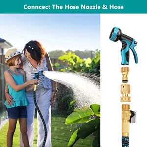 FINEST+ Garden Hose Quick Connector, Solid Brass 3/4 Inch Thread Fitting No-Leak Water Hose Female and Male Easy Connect (6 Sets)