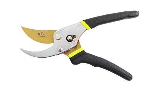 Q-yard QY-731L Traditional Bypass Pruning 8.5" Titanium Blade- Handheld Gardening Tools Shears