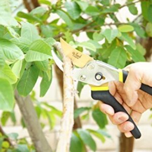 Q-yard QY-731L Traditional Bypass Pruning 8.5" Titanium Blade- Handheld Gardening Tools Shears