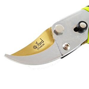 Q-yard QY-731L Traditional Bypass Pruning 8.5" Titanium Blade- Handheld Gardening Tools Shears