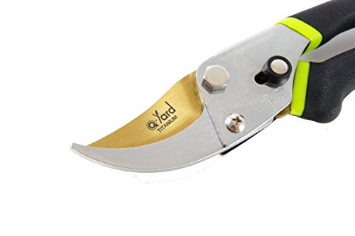 Q-yard QY-731L Traditional Bypass Pruning 8.5" Titanium Blade- Handheld Gardening Tools Shears