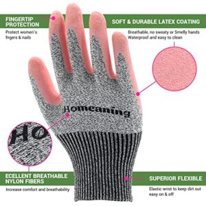 HOMEANING Gardening Gloves for Women and Men, Nitrile & Rubber Coated Protective Gloves, Garden Gloves Thorn Proof, Outdoor Work Gloves, Blue, Green, Grey, Pink (Medium, Rubber- 2 Pairs- Pink)