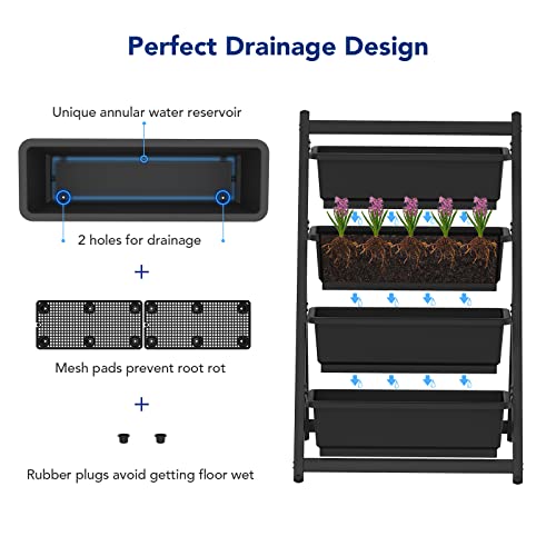 FLEXIMOUNTS Vertical Raised Garden Bed,4Ft Freestanding Elevated Garden Planters with 4 Drainage Container Boxes, fit to Grow Herb Vegetables Flowers on Patio Balcony Greenhouse Garden