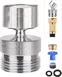 faucet to garden hose adapter kit, 360 degree swivel faucet aerator adapter to garden hose with cache faucet aerator key, sink garden hose attachment for male to male and female to male, chrome