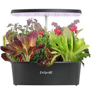 Hydroponic Growing System, Indoor Herb Garden, Smart Garden with LED Grow Light, 6L Water Tank Germination Kit, 18.5'' Height Adjustable, Black