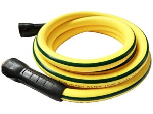 zilim hybrid lead in garden water hose 5/8 in x 10ft, heavy-duty super flexible with swivel grip handle female and 3/4″ ght solid brass fittings, operate 160 psi