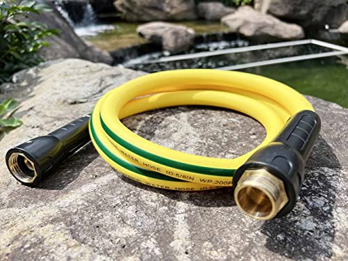 ZILIM Hybrid Lead In Garden Water Hose 5/8 in X 10FT, Heavy-duty Super Flexible with Swivel Grip Handle Female and 3/4" GHT Solid Brass Fittings, Operate 160 PSI