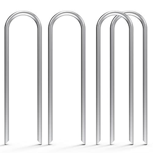 MySit 100 Pack 6 Inch Garden Stakes Heavy Duty 11 Gauge Galvanized Yard Staples U Pegs Fences Drip Irrigation Securing Stakes 1/2-Inch to 1-5/8-Inch Loop Stake for Anchoring Lawn Drippers Soaker Hose