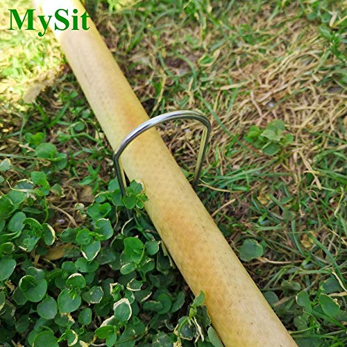 MySit 100 Pack 6 Inch Garden Stakes Heavy Duty 11 Gauge Galvanized Yard Staples U Pegs Fences Drip Irrigation Securing Stakes 1/2-Inch to 1-5/8-Inch Loop Stake for Anchoring Lawn Drippers Soaker Hose