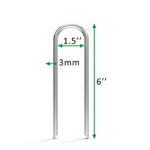 MySit 100 Pack 6 Inch Garden Stakes Heavy Duty 11 Gauge Galvanized Yard Staples U Pegs Fences Drip Irrigation Securing Stakes 1/2-Inch to 1-5/8-Inch Loop Stake for Anchoring Lawn Drippers Soaker Hose