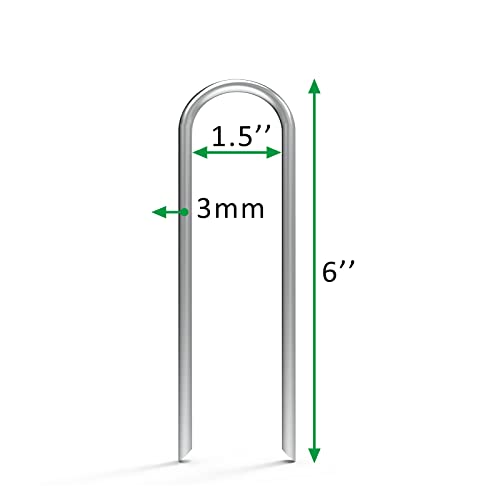 MySit 100 Pack 6 Inch Garden Stakes Heavy Duty 11 Gauge Galvanized Yard Staples U Pegs Fences Drip Irrigation Securing Stakes 1/2-Inch to 1-5/8-Inch Loop Stake for Anchoring Lawn Drippers Soaker Hose