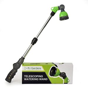 watering wand 18″- 24″, zinc alloy handle, stainless steel tube, ratcheting head, thumb control and soft handle.
