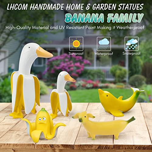 Lhocm Garden Decor Statues Figurines Ornaments, Creative Resin Banana Duck Garden Gnomes, Personalized Duck Statues for Home, Patio, Lawn, Yard, Office, Outdoor Decorations, Housewarming Garden Gifts