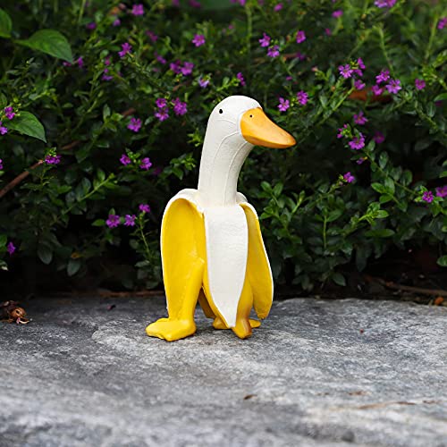 Lhocm Garden Decor Statues Figurines Ornaments, Creative Resin Banana Duck Garden Gnomes, Personalized Duck Statues for Home, Patio, Lawn, Yard, Office, Outdoor Decorations, Housewarming Garden Gifts