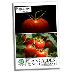 floradade tomato seeds for planting, 300+ heirloom seeds per packet, (isla’s garden seeds), non gmo seeds, botanical name: solanum lycopersicum, great home garden gift