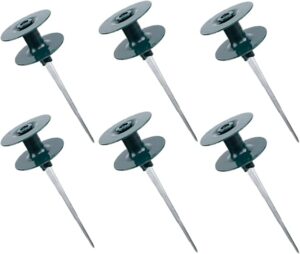 coloch 6 pack hose guard stake, 10 inch garden hose guide spike zinced metal spike with heavy spin top, keep garden hose out of flower beds for plant protection, greenhouse, yard lawn