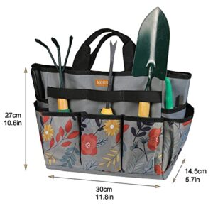 MDSTOP Garden Tool Bag, Garden Tool Kit Holder Home Organizer Storage Carrier, Oxford Garden Hand Tool Storage Tote Organizer with Handle and 8 Roomy Pockets, Floral Gardening Gift, Tools Not Included