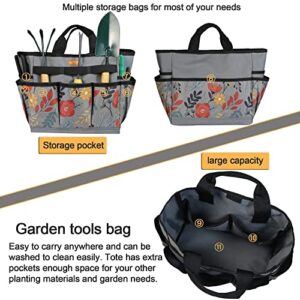 MDSTOP Garden Tool Bag, Garden Tool Kit Holder Home Organizer Storage Carrier, Oxford Garden Hand Tool Storage Tote Organizer with Handle and 8 Roomy Pockets, Floral Gardening Gift, Tools Not Included