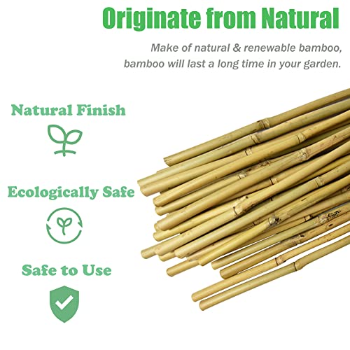 Jollybower 16 in Bamboo Stakes, Plant Stakes, Natural Garden Stakes for Tomato, Bean, Flowers,Trees Potted and Climbing Plant Support-Pack of 30 Bamboo Stick, Diameter of 1/4”