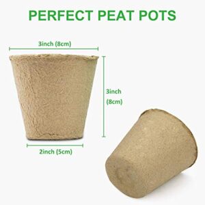 GROWNEER 60 Packs 3 Inch Peat Pots Plant Starters for Seedling with 15 Pcs Plant Labels, Biodegradable Herb Seed Starter Pots Kits, Garden Germination Nursery Pot