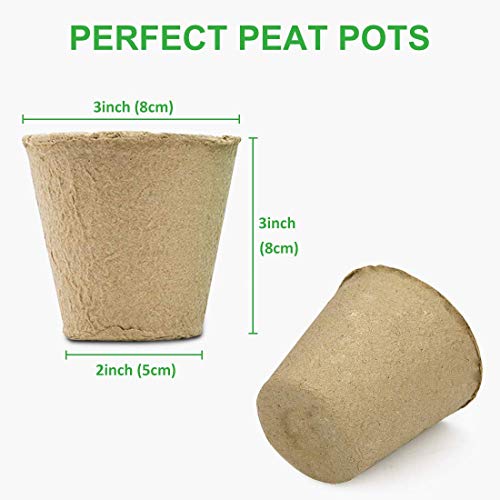 GROWNEER 60 Packs 3 Inch Peat Pots Plant Starters for Seedling with 15 Pcs Plant Labels, Biodegradable Herb Seed Starter Pots Kits, Garden Germination Nursery Pot