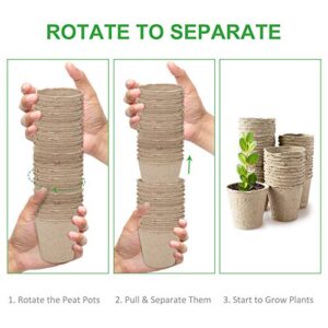 GROWNEER 60 Packs 3 Inch Peat Pots Plant Starters for Seedling with 15 Pcs Plant Labels, Biodegradable Herb Seed Starter Pots Kits, Garden Germination Nursery Pot