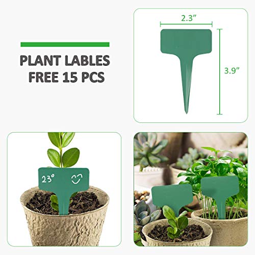 GROWNEER 60 Packs 3 Inch Peat Pots Plant Starters for Seedling with 15 Pcs Plant Labels, Biodegradable Herb Seed Starter Pots Kits, Garden Germination Nursery Pot