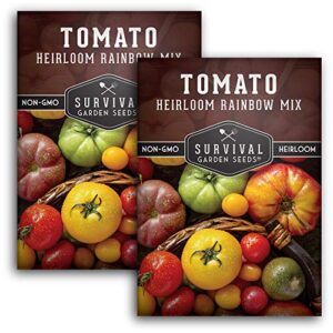 survival garden seeds – heirloom rainbow mix tomato seed for planting – packet with instructions to plant and grow in your home vegetable garden – non-gmo heirloom variety – 2 packs