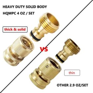 HQMPC Garden Hose Quick Connect Solid Brass Quick Connector Garden Hose Fitting Water Hose Connectors Garden Hose Disconnect 3/4 inch GHT (2Sets) (2Female+2Male)