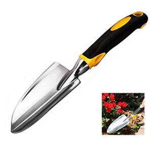 sinoer garden shovel trowel & hand shovel soft rubberized non-slip handle, use for transplanting, weeding, moving and smoothing digging & planting