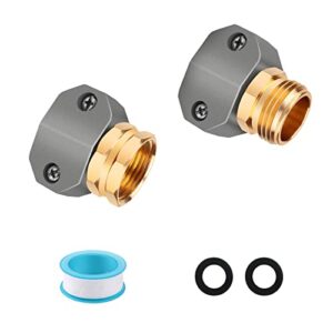 jeeker garden hose repair kit, zinc and aluminum male and female hose end, suitable for 3/4 inch and 5/8 inch garden hoses (female+male)