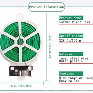 Twist Tie, 328 Feet (100m), green cable ties with Cutter, Garden Plant Ties Reusable, Green Twist Ties for plants Gardening Tomatoes Tie garden ties for plants,garden twist ties flowers Climbing