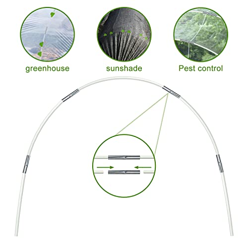 XYADX Greenhouses for Outdoors Garden Stakes Greenhouse Hoops 3.5 Ft Long DIY Greenhouse Hoops for Garden Netting and Greenhouse Hoops for Raised Beds with Greenhouse Clamps - 50PCS