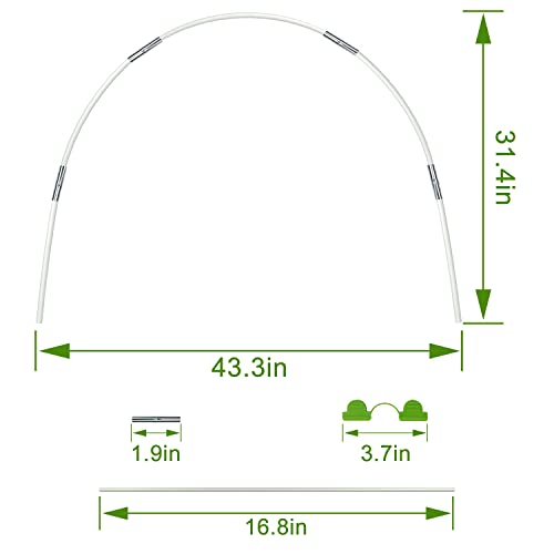 XYADX Greenhouses for Outdoors Garden Stakes Greenhouse Hoops 3.5 Ft Long DIY Greenhouse Hoops for Garden Netting and Greenhouse Hoops for Raised Beds with Greenhouse Clamps - 50PCS