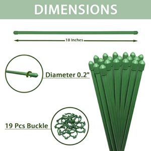 Plant Stakes,Green Plant Sticks Support,HOUNANG Fiberglass Garden Plant Support Stakes for Potted Plants and Indoor Plants - 19 Pack 18 Inches