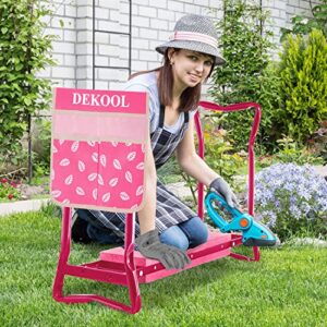 Garden Kneeler and Seat with Tool Pouch, 2 in 1 Foldable Garden Bench with Soft EVA Foam Kneeling Pad, Portable Kneeler Seat for Gardening, Outdoor Garden Stool