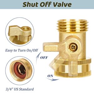 SHOWNEW High Pressure Hose Nozzle, Solid Brass Water Hose Jet Nozzle Sprayer Sweeper with Hose Shut Off Valve, Heavy Duty 3/4" GHT Jet Nozzles for Garden Hose - 1 Set